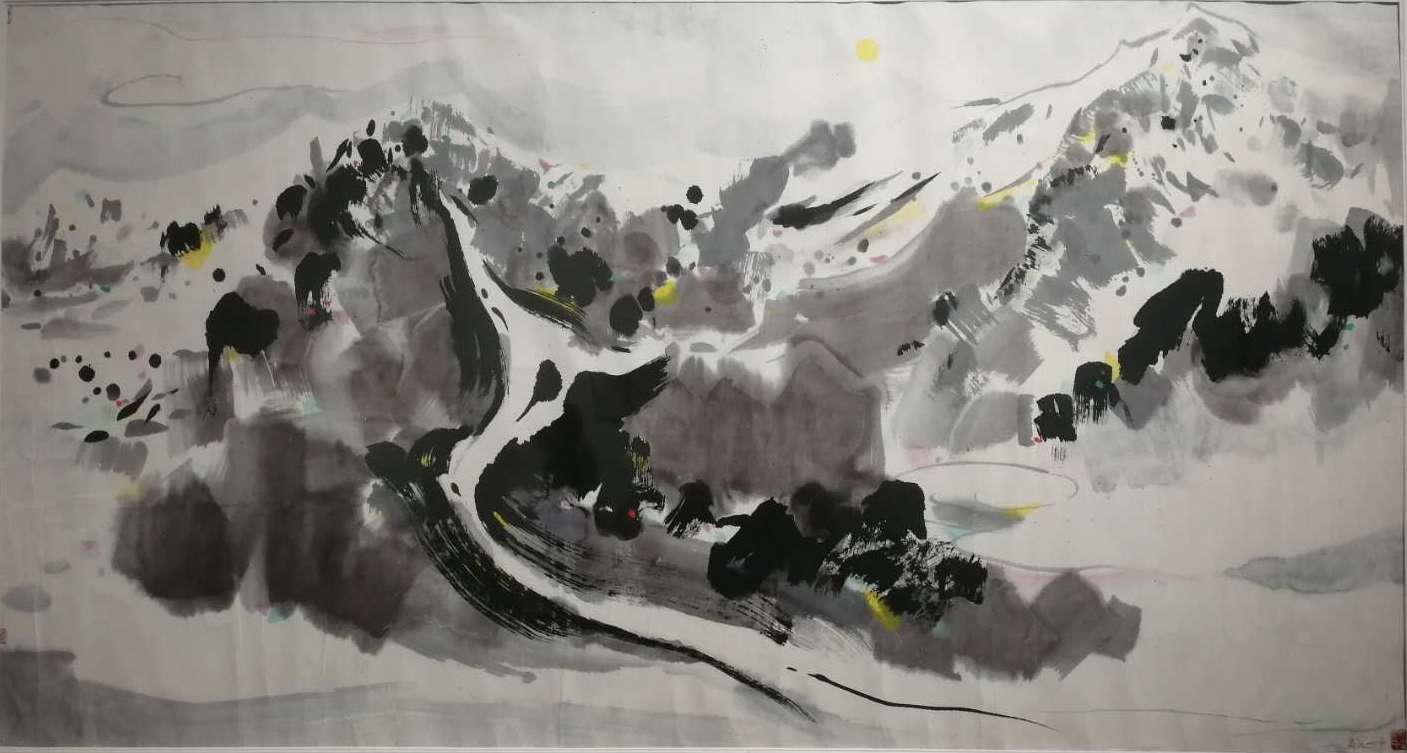 《 月下玉龙山 》   95×177 cm